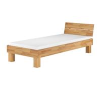 Lit simple en hêtre naturel 90x200 style moderne avec sommier à lattes souples matelas 60.80-09FLM