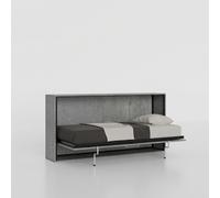 Lit simple escamotable gris 85x185cm avec sommier à lattes Kando CM