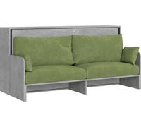 Lit simple escamotable Kando avec canapé en béton, vert
