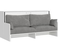 Lit simple escamotable Kando avec canapé en frêne blanc, gris