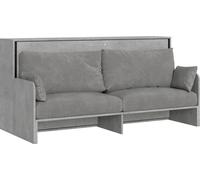 Lit simple escamotable Kando avec canapé-lit et matelas en ciment, gris