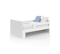 IDMarket - Lit Simple évolutif Gaspard 90 x 140/190 cm avec sommier et barrières Bois Blanc