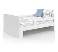 IDMARKET Lit simple évolutif GASPARD 90 x 140/190 cm avec sommier et barrières bois blanc