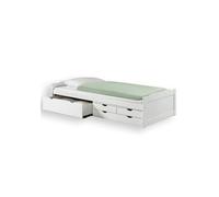 Lit simple GENERIQUE 90x200 en bois massif tete de lit tiroir - sans sommier blanc