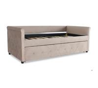 Lit simple gigogne Garry Velours Taupe