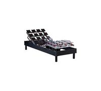 Lit simple idliterie 90x190 en bois matelas sommier tete de lit - sommier a plots anthracite Gris