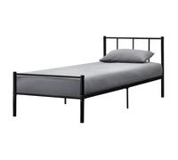Lit simple Laos Métal avec Sommier à Lattes 90 x 200 cm Noir [en.casa]