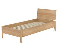Lit simple non métallique, hêtre pieds coniques 90x200 avec accessoires au choix