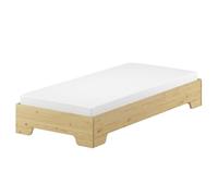 Lit simple, pin massif naturel 80x190 forme compacte avec literie 60.56-08-190M