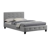 IDIMEX Lit Simple pour Adulte JOLIEN Couchage 120 x 190 cm avec sommier 1 Place et Demi / 1 Personne, tête et Pied de lit capitonnés avec Strass, revêtement en Tissu Gris