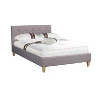 Lit Simple Lille, 120 X 190 Cm, Capitonné Avec Sommier, Revêtement En Tissu Gris Gris
