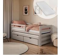 Lit simple pour enfant 90x200 cm - Avec lit gigogne 90x190 cm - Lit 2 places - Matelas et Sommier inclus - Cachemire