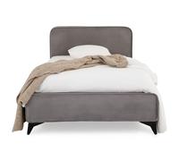 Lit Simple Ravello 90x190 cm, Revêtement en Tissu, Lit Style Moderne pour 1 Personne, Cadre de lit en Bois avec sommier Inclus, Gris