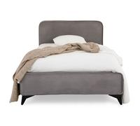 Lit Simple Ravello 90x190 cm, Revêtement en Tissu, Lit Style Moderne pour 1 Personne, Cadre de lit en Bois avec sommier Inclus, Gris