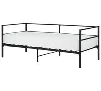 Lit Simple Solide Sommier à Lattes Design Industriel Moderne 90 x 200 cm en Métal Noir Battut