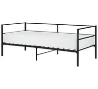 Lit Simple Solide Sommier à Lattes Design Industriel Moderne 90 x 200 cm en Métal Noir Battut