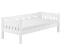 Lit simple style contemporain pin massif blanc 90x200 accessoires sélectionnabl.