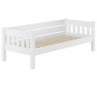 Lit simple style contemporain pin massif blanc 90x200 accessoires sélectionnabl.