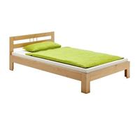 Lit simple THEO 100 x 200 cm lit pour enfant en pin massif lasuré couleur hêtre, avec tête de lit