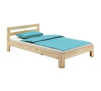 Lit simple THEO 100 x 200 cm lit pour enfant en pin massif vernis naturel, avec tête de lit