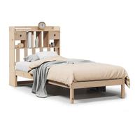 Lit simple - VIDAXL - 90x190 cm - Bois de pin massif - Tête de lit bibliothèque - Avec tiroirs