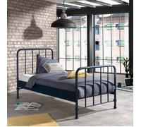 Vipack Lit simple en métal Bronxx 90 x 200 cm Bleu denim mat