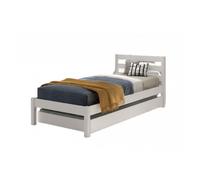 Lit simple - VIPACK - PINO - 90x200 cm - blanc - sommier à lattes roulantes & tiroir-lit