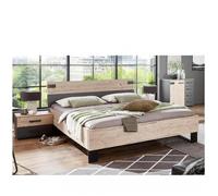 Lit style industriel VERNON 180 x 200 cm pin argenté vieilli et graphite