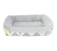 Lit - Sunny - Carrés - Peluche - 30x6x22 Cm - Multicolore/Gris