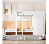 lit superpos enfant-escalier de scurit vertical, armoire, design de garde-corps haut-blanc,90*200cm-HAUSS SPOLE