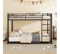 Lit superposé 140x200 cm avec sommier à lattes séparables en métal Lit enfants avec garde-corps de sécurité