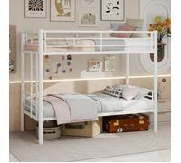 Lit Superposé 2 Places 90x190 en Métal, Transformable en 2 Lits Séparés avec Échelle, Barrières Sécurité, blanc,sans Matelas
