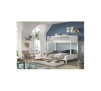 VIVIEN - Lit Superposé 2 Tiroirs en Pin Laqué Blanc Couchages 140x200cm et 90x200cm - Altobuy Blanc