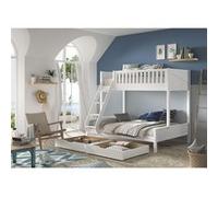VIVIEN - Lit Superposé 2 Tiroirs en Pin Laqué Blanc Couchages 140x200cm et 90x200cm - Altobuy Blanc