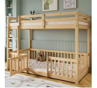 Lit superpose 200x90cm avec escalier angle droit, lit avec barrires et petites portes, lit d'enfant avec protection