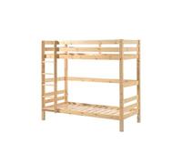 Lit superpose 209 x 105 x 182 cm en pin sommier a lattes de couleur bois
