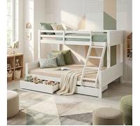 Homestyle4u Lit superposé - 90x200 avec tiroir - blanc
