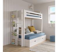 Lit Superposé 4 Places Bois Massif Isa Blanc 120x190