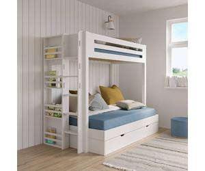 Lit Superposé 4 Places Bois Massif Isa Blanc 120x190