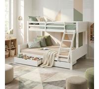 Lit superposé 90x200 140x200 cm blanc avec sommier tiroir rangement Homestyle4u