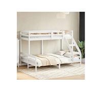 Lit superposé 90x200/140x200 cm blanc bois de pin massif, lit, cadre de lit, lit loft, meubles de chambre à coucher, 3207190