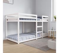 Lit Superposé 90x200 Cm Pin Massif Blanc Robuste Design Simple Blanc