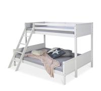 Homestyle4u Lit d'enfant superposé Mezzanin 90x200/140x200 2 matelas Bois blanc