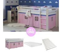 Lit rose mi-haut 90x200 cm avec sommier matelas