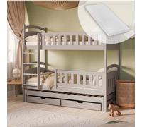 Lit superposé 90x200 pour Enfants et Adolescents - 3 couchages avec tiroirs, Convertible en 3 Lits Simples | de 4 à 16 Ans | sommiers et 3 Matelas Inclus | Cachemire