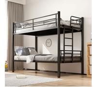 Lit superposé 90x200cm avec limites de sécurité Convertible en 2 lits simples avec grill à treillis Escaliers antidérapants, noir