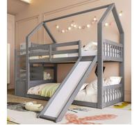 Lit superposé - 90x200cm - Avec toboggan - Rangement - Sécurisé pour enfants