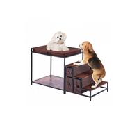 Lit Superposé Animaux Chien Chat escaliers multiples avec rangement marron foncé taille moyenne