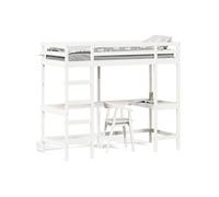Vidaxl Lit Superposé Avec Bureau Blanc 80x200 Cm Bois De Pin Massif Blanc