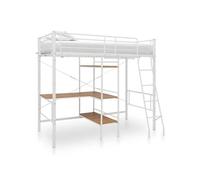 vidaXL Lit Superposé avec Cadre de Table Structure de Lit Cadre de Lit Enfants Chambre à Coucher Maison Intérieur Blanc Métal 90x200 cm 287906 Blanc G